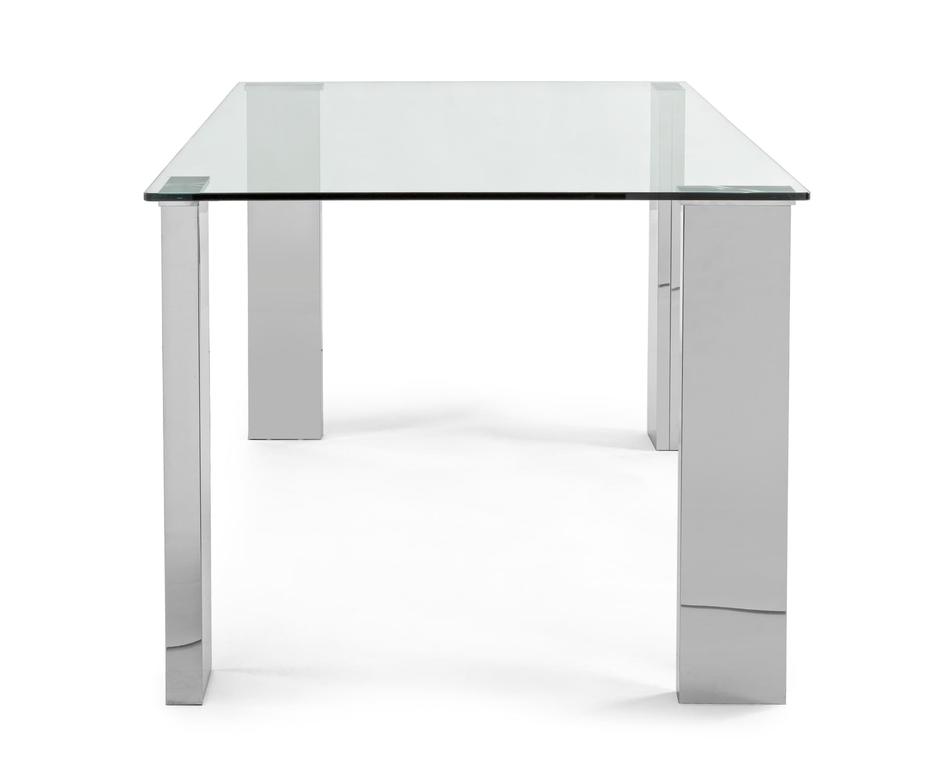 Tavolo moderno "Arley" in vetro temperato e piedi in acciaio lucido scrivania presidenziale in Tavoli da sala da pranzo Decor Space - Altamura, commercioVirtuoso.it