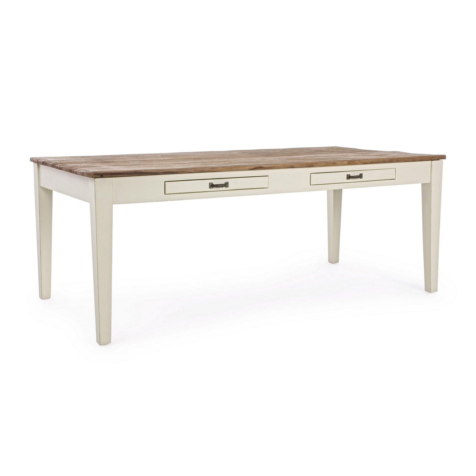Tavolo rettangolare "Siena" con cassetti, struttura in legno Wadang, piano in teak - 10
