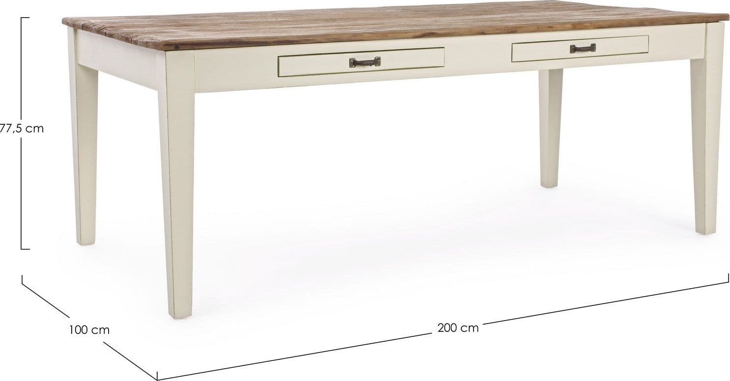 Tavolo rettangolare "Siena" con cassetti, struttura in legno Wadang, piano in teak - 10