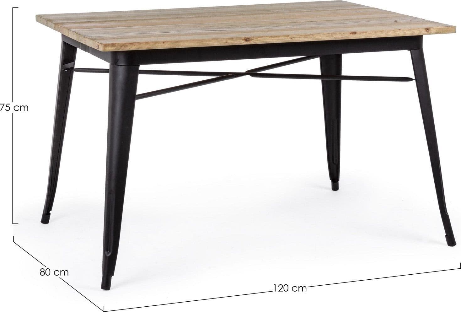 Tavolo Minnesota con gambe in acciaio laminato, piano in legno di olmo Casa e cucina/Arredamento/Sala da pranzo/Tavoli da sala da pranzo Decor Space - Altamura, Commerciovirtuoso.it