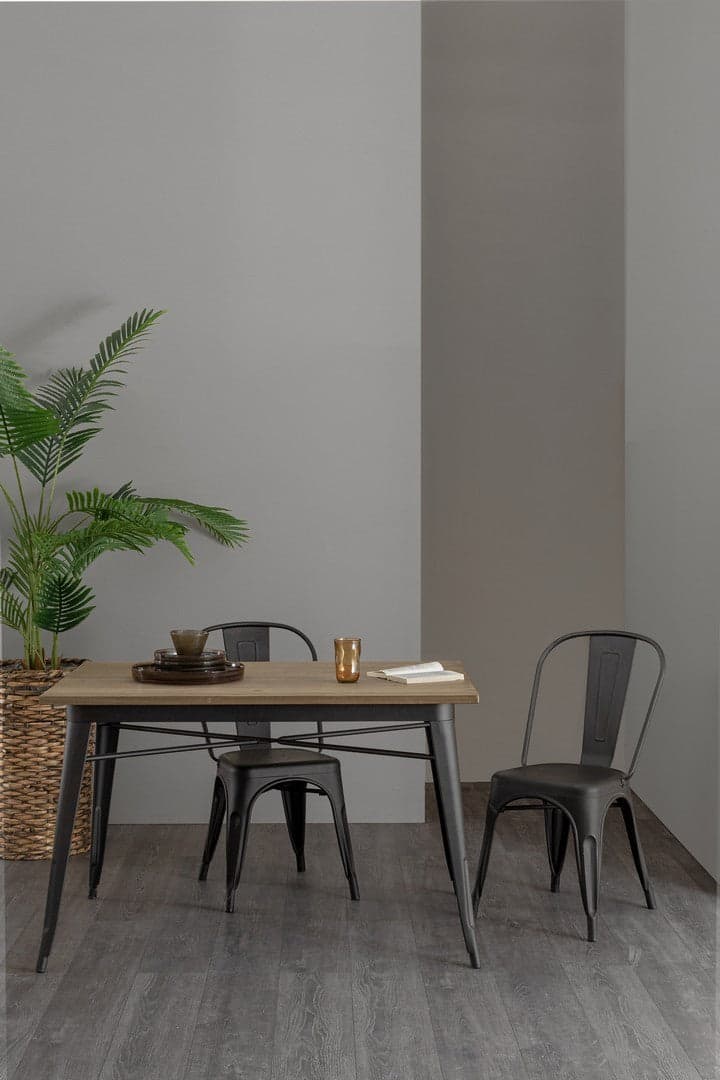 Tavolo Minnesota con gambe in acciaio laminato, piano in legno di olmo Casa e cucina/Arredamento/Sala da pranzo/Tavoli da sala da pranzo Decor Space - Altamura, Commerciovirtuoso.it