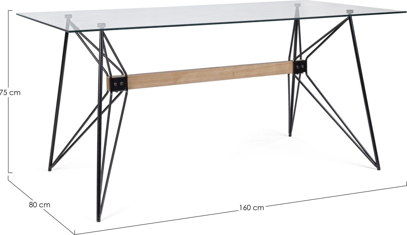 Tavolo Primary rettangolare con struttura in acciaio verniciato, supporto centrale, piano in vetro in Tavoli da sala da pranzo Decor Space - Altamura, commercioVirtuoso.it