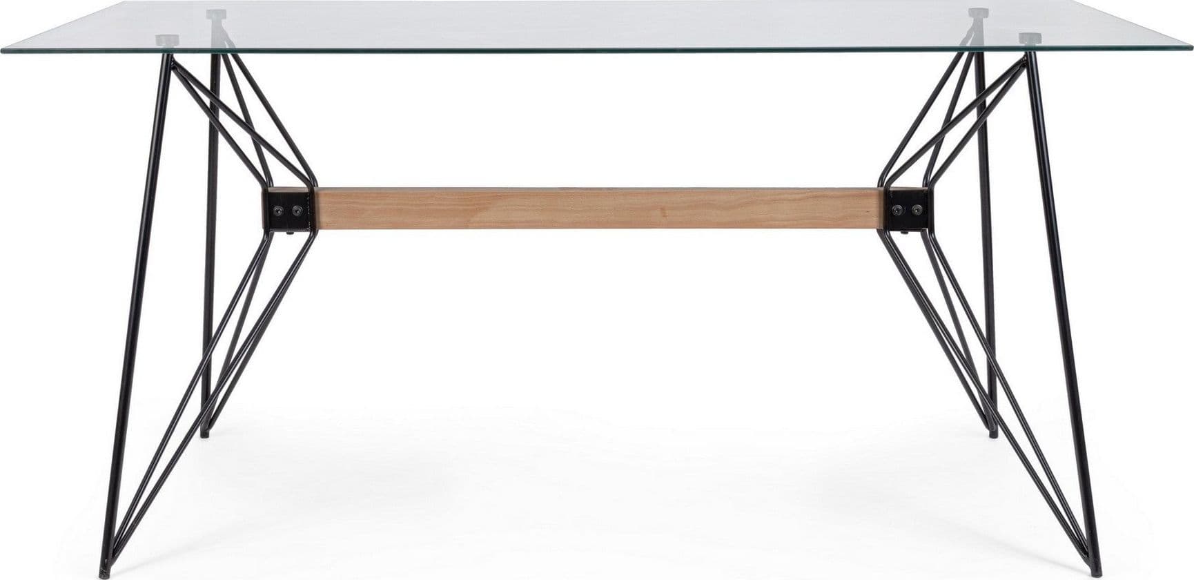 Tavolo Primary rettangolare con struttura in acciaio verniciato, supporto centrale, piano in vetro in Tavoli da sala da pranzo Decor Space - Altamura, commercioVirtuoso.it