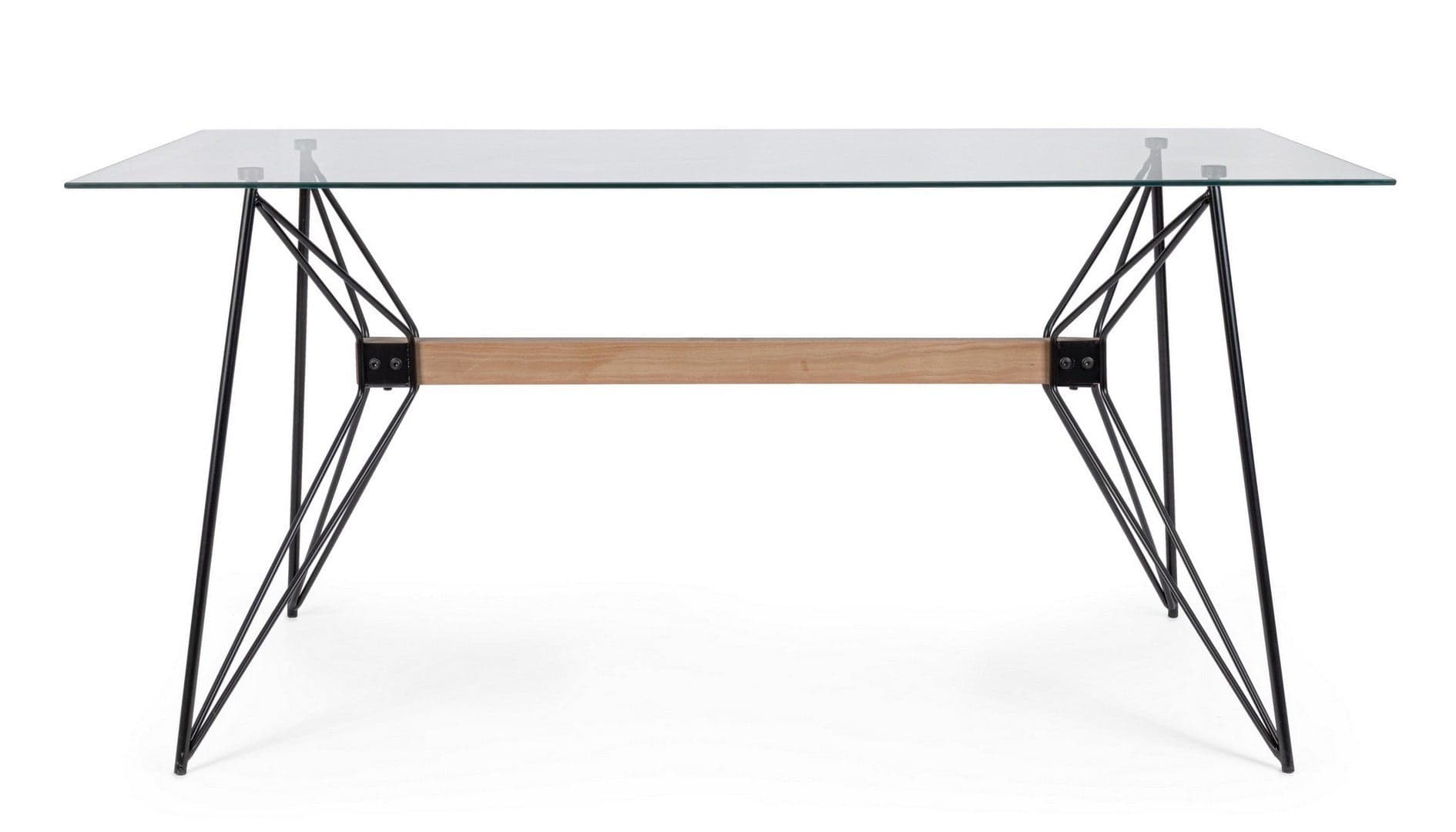 Tavolo Primary rettangolare con struttura in acciaio verniciato, supporto centrale, piano in vetro in Tavoli da sala da pranzo Decor Space - Altamura, commercioVirtuoso.it