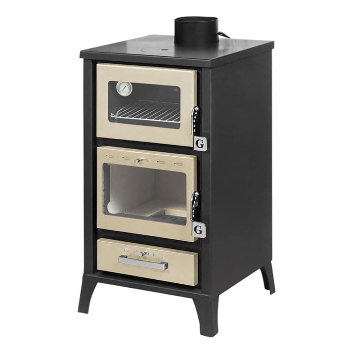 Stufa a legna "Ares" 15,3 kw con forno in acciaio verniciato h 91,5 cm in Stufe elettriche Decor Space - Altamura, commercioVirtuoso.it