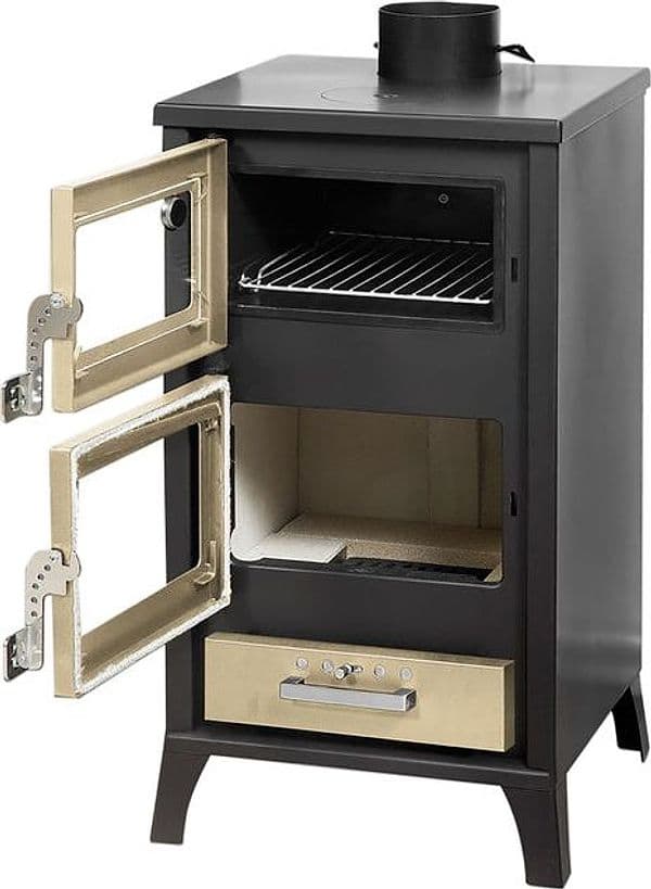Stufa a legna "Ares" 15,3 kw con forno in acciaio verniciato h 91,5 cm in Stufe elettriche Decor Space - Altamura, commercioVirtuoso.it