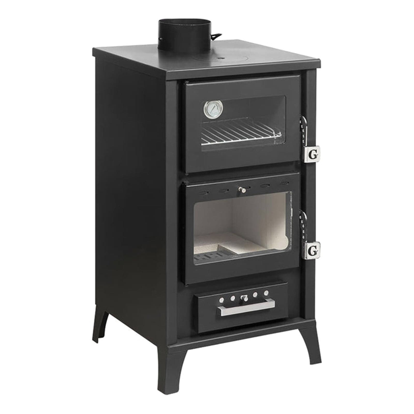 Stufa a legna "Ares" 15,3 kw con forno in acciaio verniciato h 91,5 cm in Stufe elettriche Decor Space - Altamura, commercioVirtuoso.it
