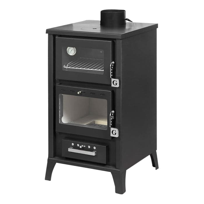 Stufa a legna "Ares" 15,3 kw con forno in acciaio verniciato h 91,5 cm in Stufe elettriche Decor Space - Altamura, commercioVirtuoso.it