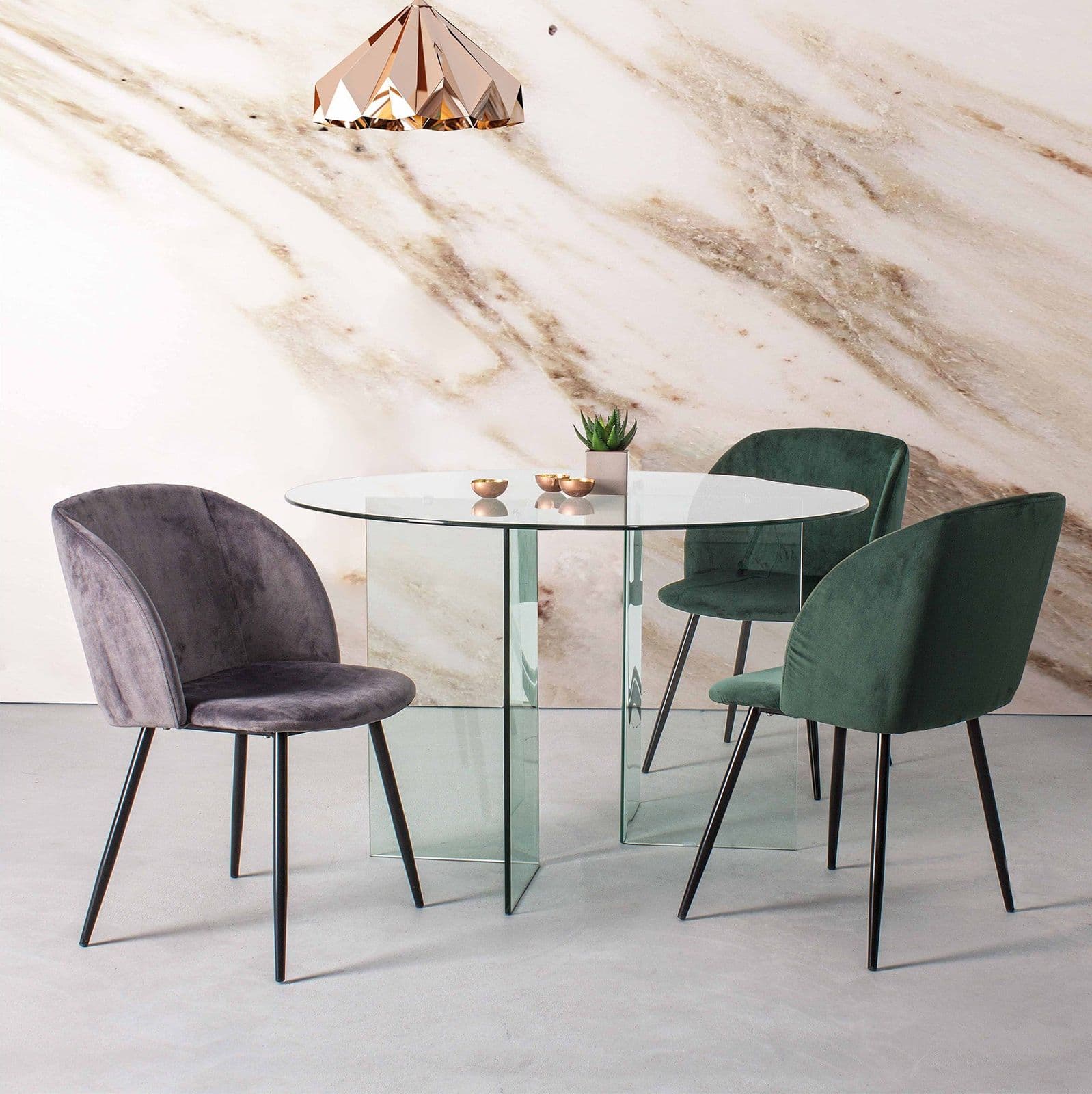 Tavolo tondo "Iride" con struttura in vetro trasparente Ø 130 cm per soggiorno e cucina in Tavoli da sala da pranzo Decor Space - Altamura, commercioVirtuoso.it