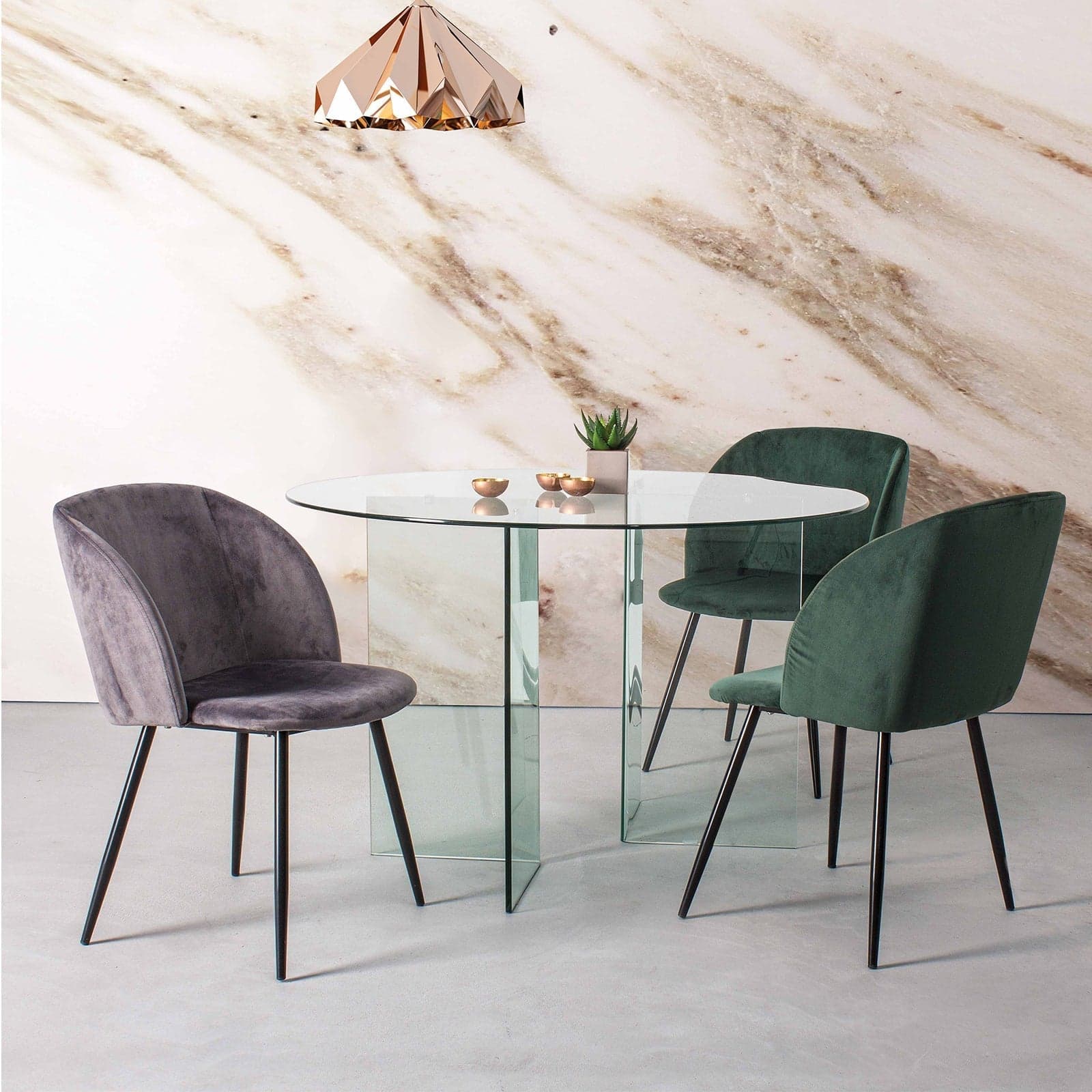 Tavolo tondo "Iride" con struttura in vetro trasparente Ø 130 cm per soggiorno e cucina in Tavoli da sala da pranzo Decor Space - Altamura, commercioVirtuoso.it