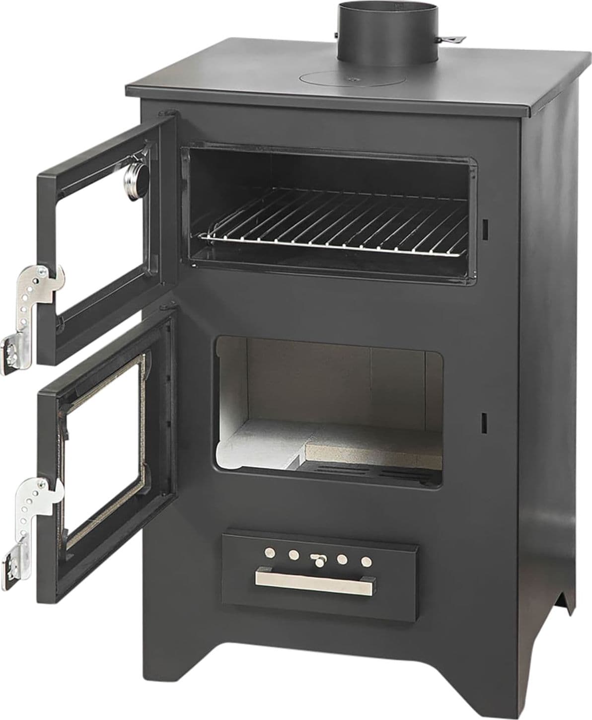 Stufa a legna "Apollo" 14,8 kw con forno in acciaio verniciato h 91 cm in Impianti di riscaldamento a combustibile solido Decor Space - Altamura, commercioVirtuoso.it