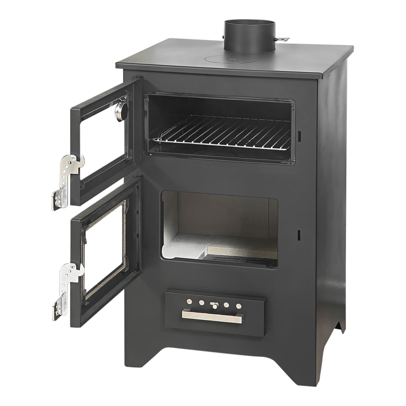 Stufa a legna "Apollo" 14,8 kw con forno in acciaio verniciato h 91 cm in Impianti di riscaldamento a combustibile solido Decor Space - Altamura, commercioVirtuoso.it