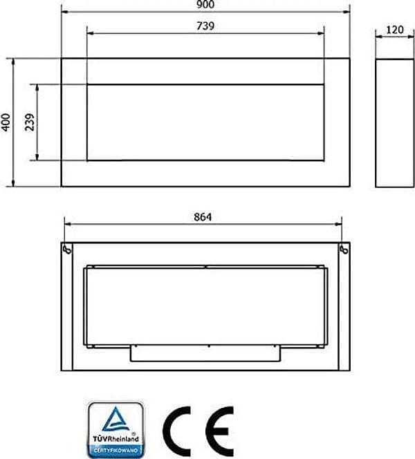 Camino a Bioetanolo da parete "Siena" in Acciaio da 2,5 Kw arredamento Moderno 90 cm - 8