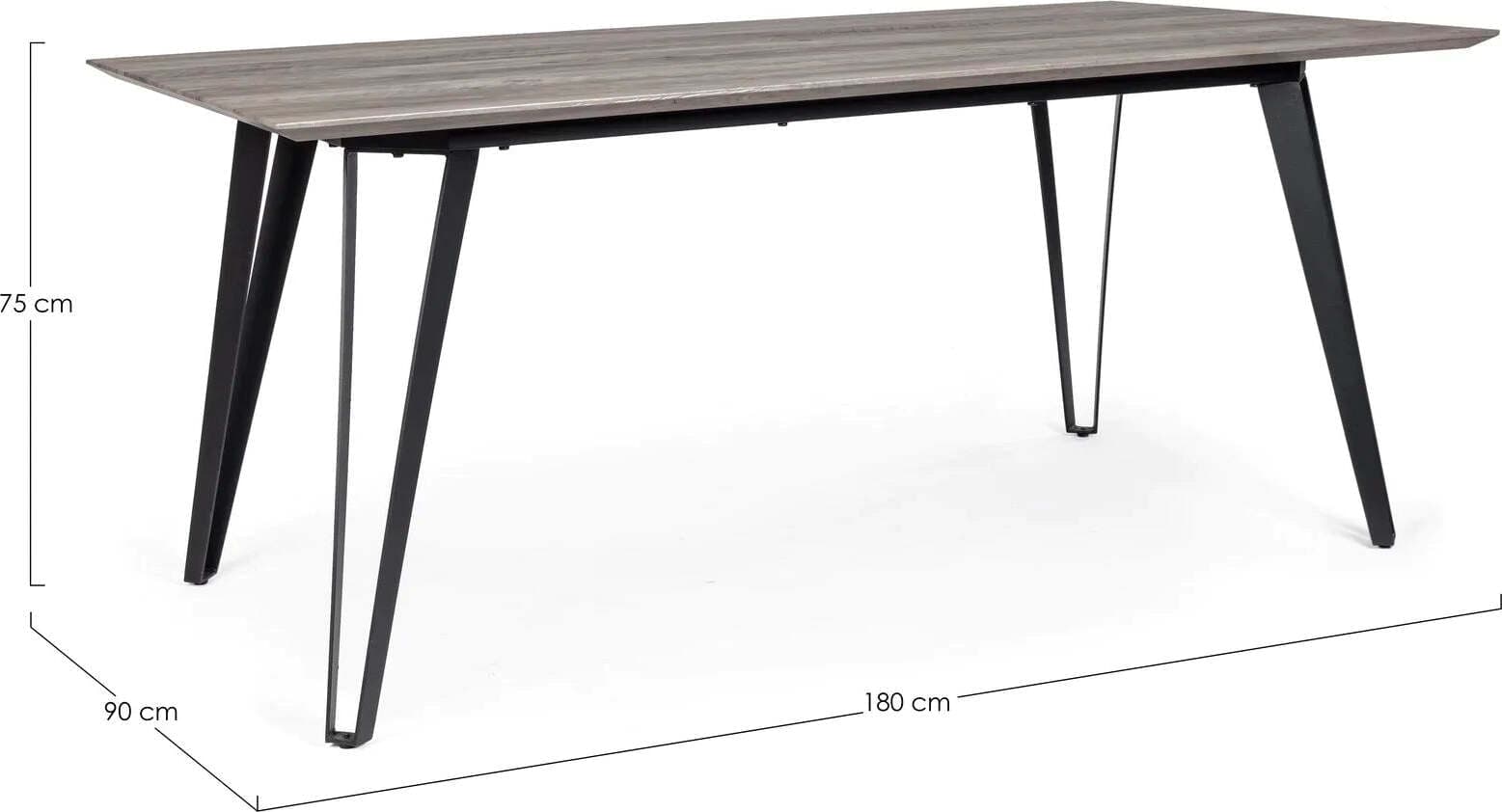 Tavolo Martin con gambe in acciaio, piano in MDF, 180 x 90 cm Casa e cucina/Arredamento/Sala da pranzo/Tavoli da sala da pranzo Decor Space - Altamura, Commerciovirtuoso.it