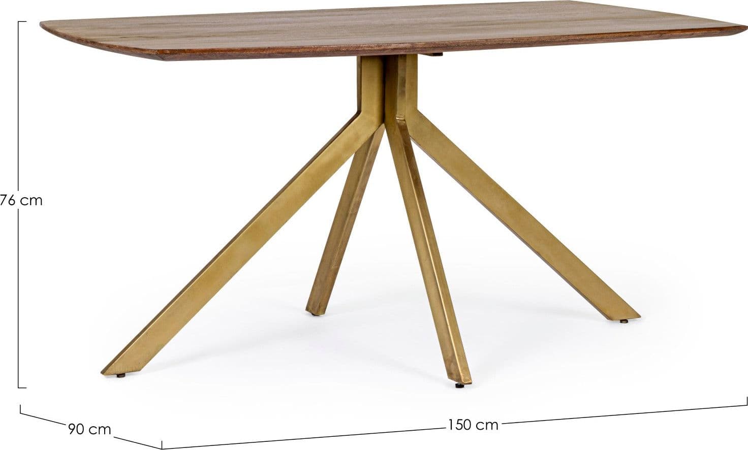Tavolo Sherman rettangolare, con gambe, in legno di mango, stile vintage da 150 cm in Tavoli da sala da pranzo Decor Space - Altamura, commercioVirtuoso.it