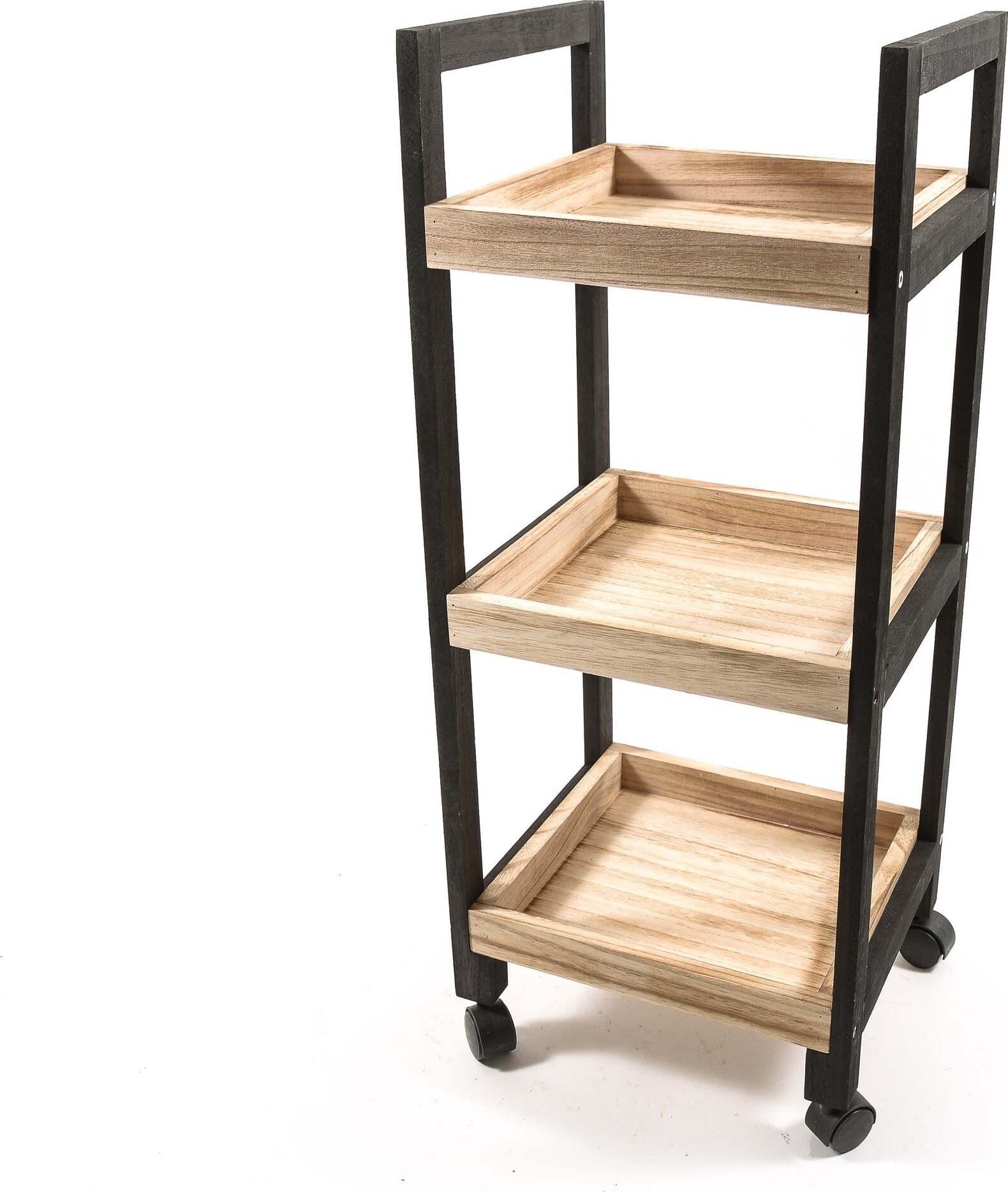 Carrello in legno con 3 ripiani e ruote scaffale multiuso da 80 cm Fai da te/Organizzazione casa e magazzini/Scaffalature Decor Space - Altamura, Commerciovirtuoso.it