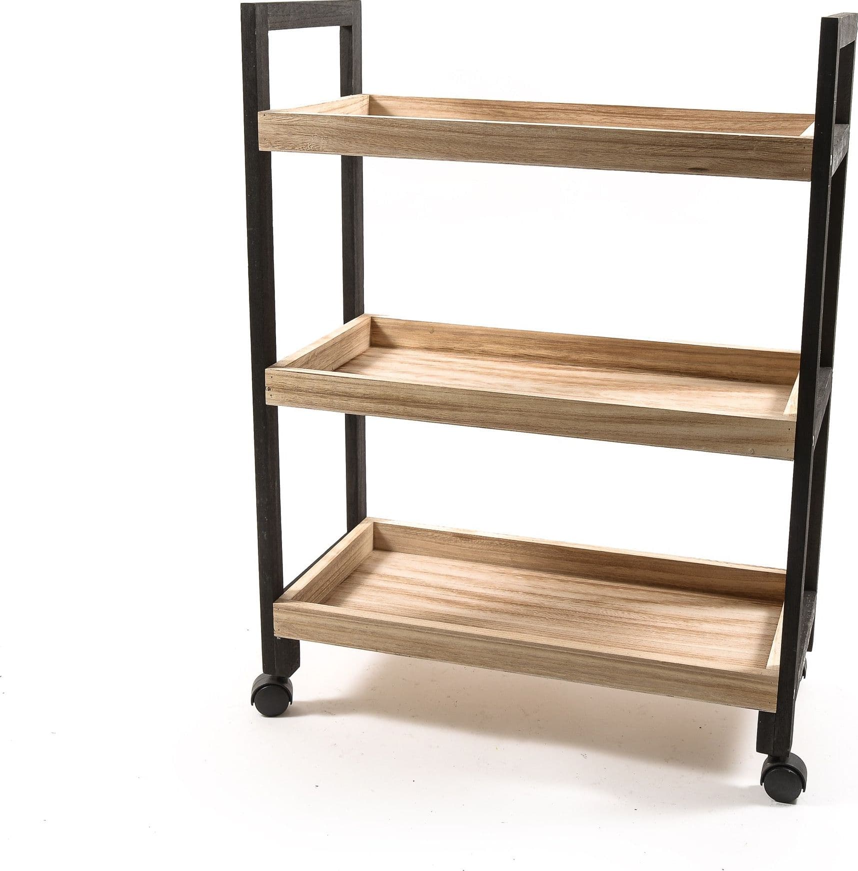 Carrello in legno con 3 ripiani e ruote scaffale multiuso da 80 cm in Scaffalature Decor Space - Altamura, commercioVirtuoso.it