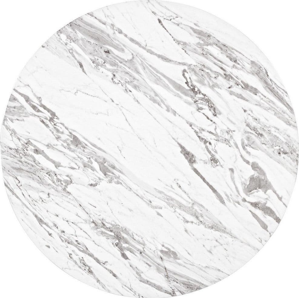 Tavolo John Marble tondo con gambe in acciaio, struttura cromata, piano in legno ricoperto con carta effetto marmo Casa e cucina/Arredamento/Sala da pranzo/Tavoli da sala da pranzo Decor Space - Altamura, Commerciovirtuoso.it