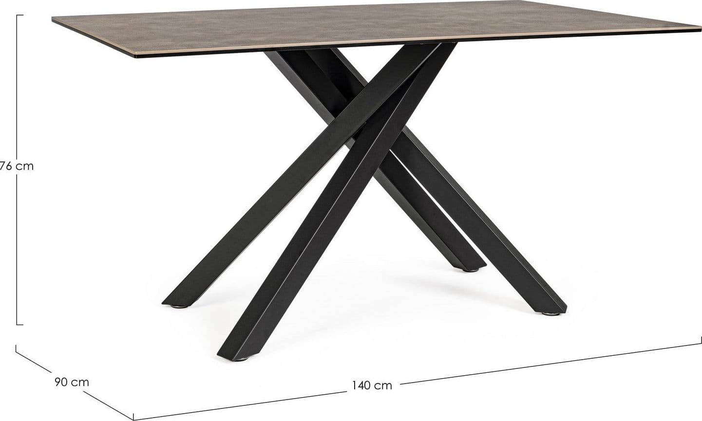Tavolo Messier struttura in acciaio verniciato, piano in ceramica con supporto in vetro temperato in Tavoli da sala da pranzo Decor Space - Altamura, commercioVirtuoso.it