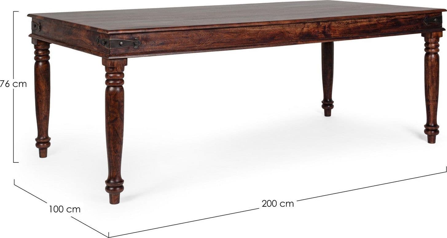 Tavolo Jaipur rettangolare, con gambe, piano in legno massiccio, stile fusion in Tavoli da sala da pranzo Decor Space - Altamura, commercioVirtuoso.it