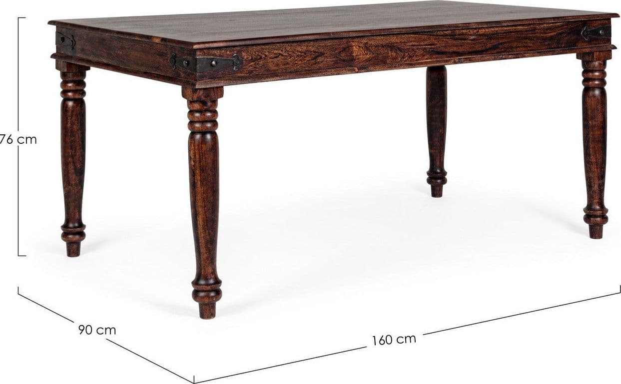 Tavolo Jaipur rettangolare, con gambe, piano in legno massiccio, stile fusion in Tavoli da sala da pranzo Decor Space - Altamura, commercioVirtuoso.it
