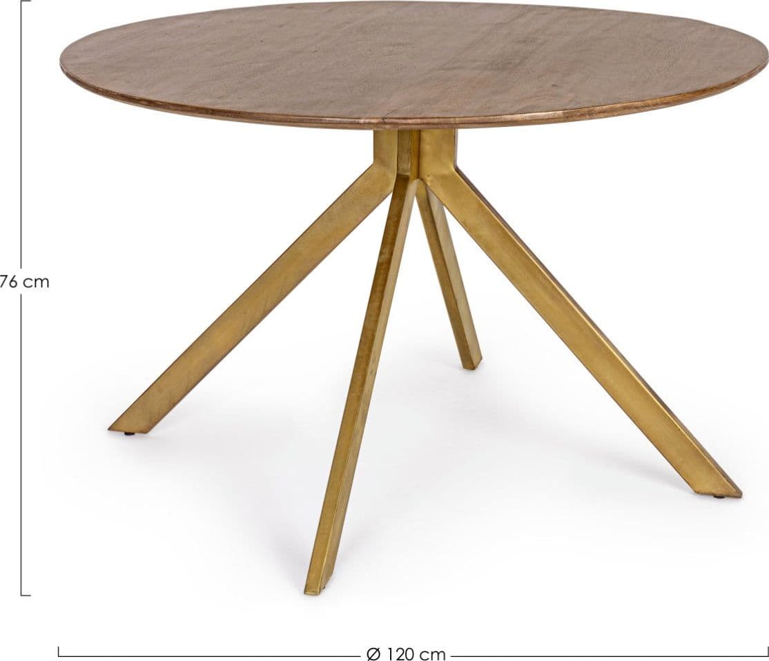Tavolo Sherman rotondo, con gambe, in legno di mango, stile vintage da Ø 120 cm in Tavoli da sala da pranzo Decor Space - Altamura, commercioVirtuoso.it
