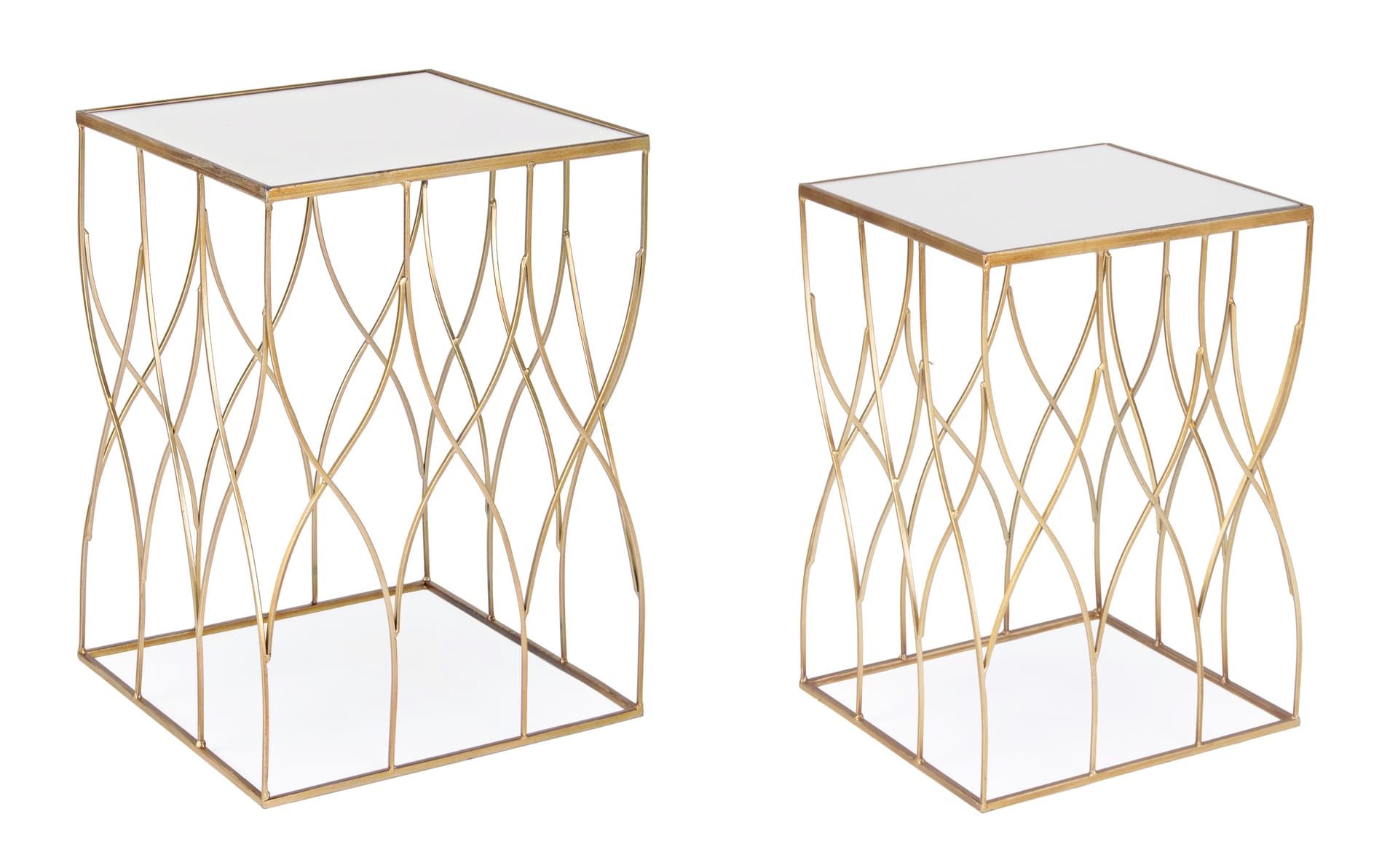 Tavolini da salotto moderno "Eleonor" h 56 cm specchio con piedi ottone in Console e tavoli da divano Decor Space - Altamura, commercioVirtuoso.it