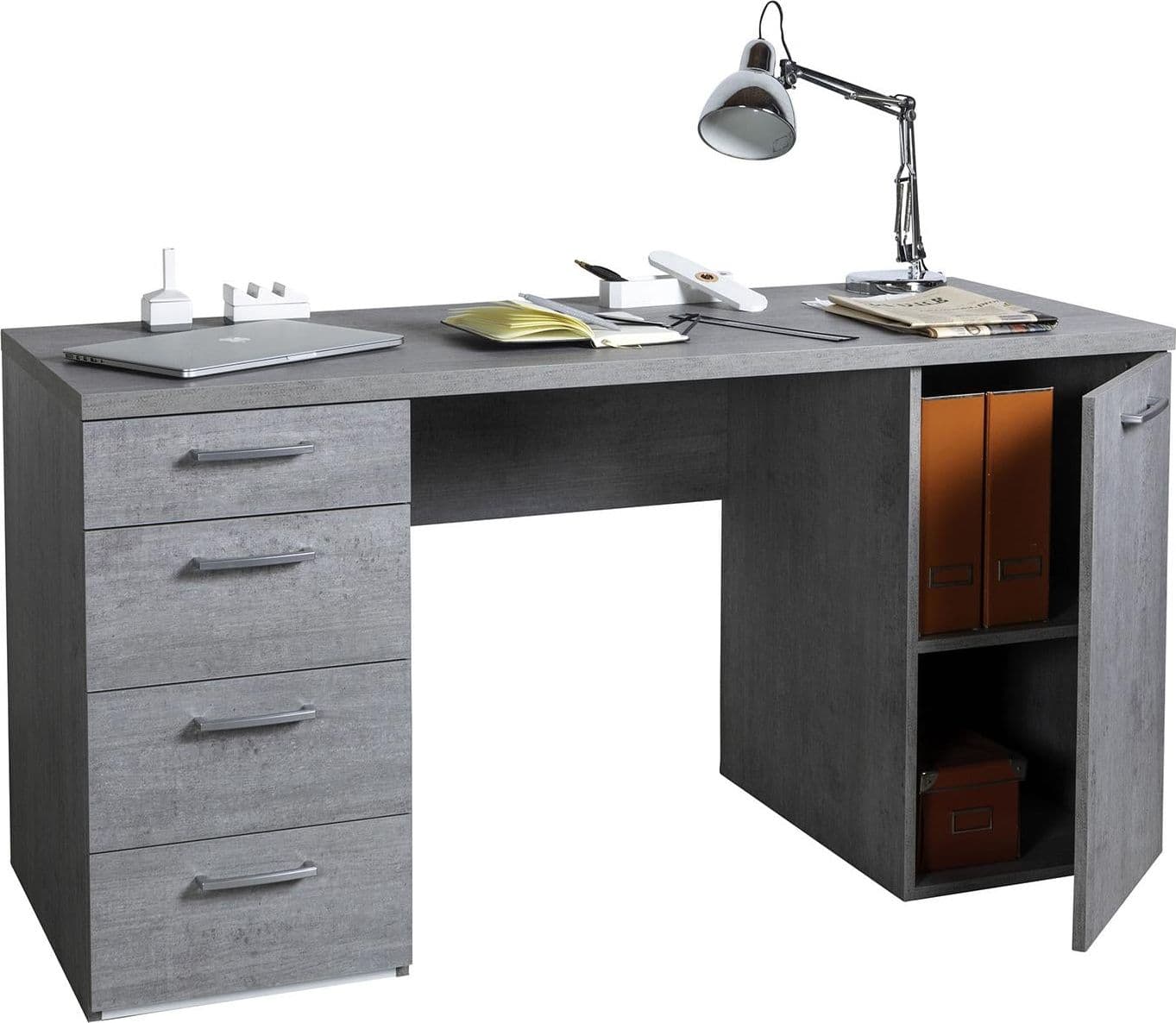 Scrivania con 5 cassetti, postazione porta PC da ufficio e cameretta 140 cm Made in Italy in Postazioni di lavoro per computer Decor Space - Altamura, commercioVirtuoso.it
