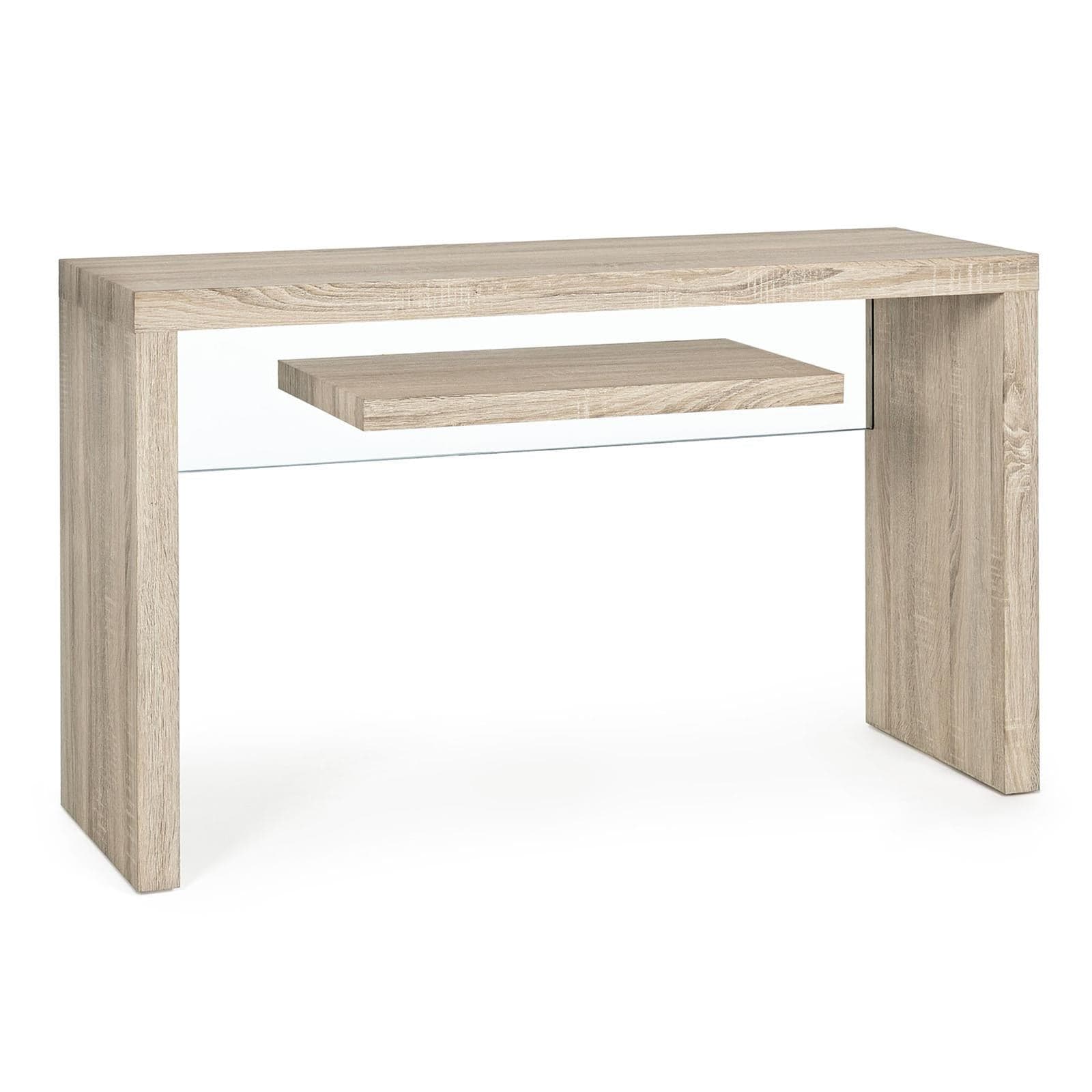Scrivania moderna "Bilbao" da ufficio e cameretta in legno con mensola in vetro temperato 120 cm - 6