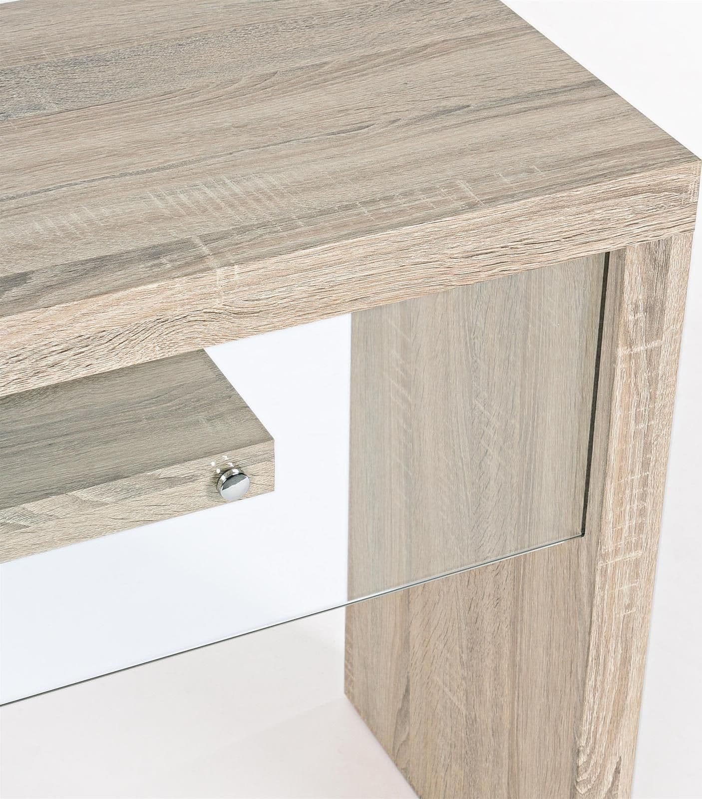 Scrivania moderna "Bilbao" da ufficio e cameretta in legno con mensola in vetro temperato 120 cm in Scrivanie Decor Space - Altamura, commercioVirtuoso.it