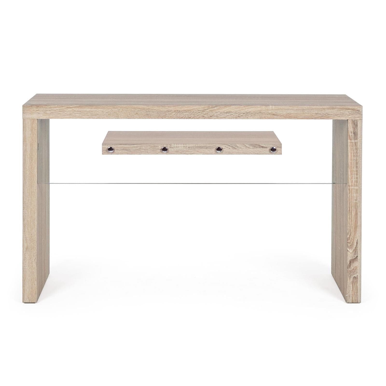 Scrivania moderna "Bilbao" da ufficio e cameretta in legno con mensola in vetro temperato 120 cm - 6