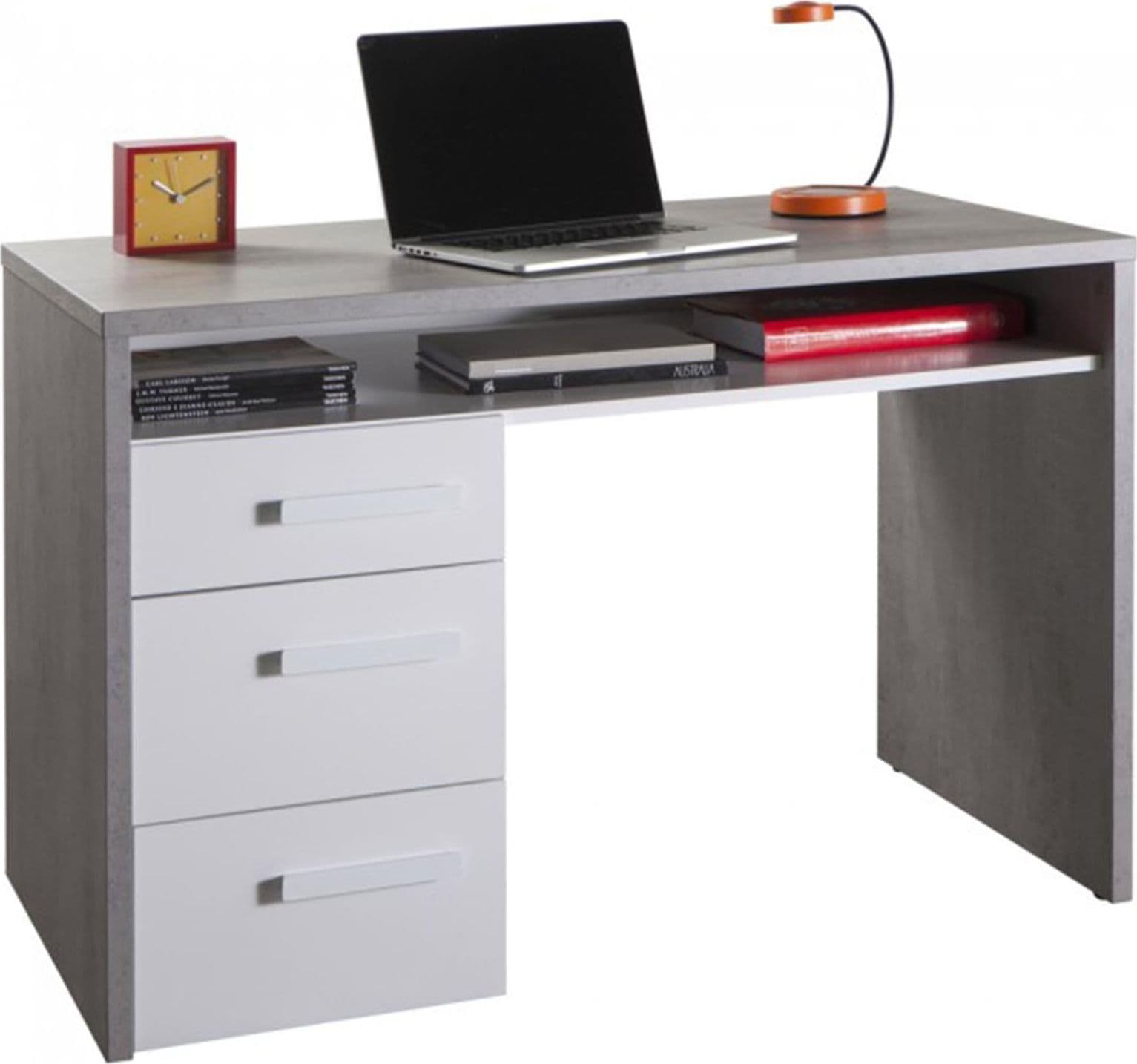 SCRIVANIA CON CASSETTI IN LEGNO ROVERE DA UFFICIO E STANZETTA 140 CM PORTA PC