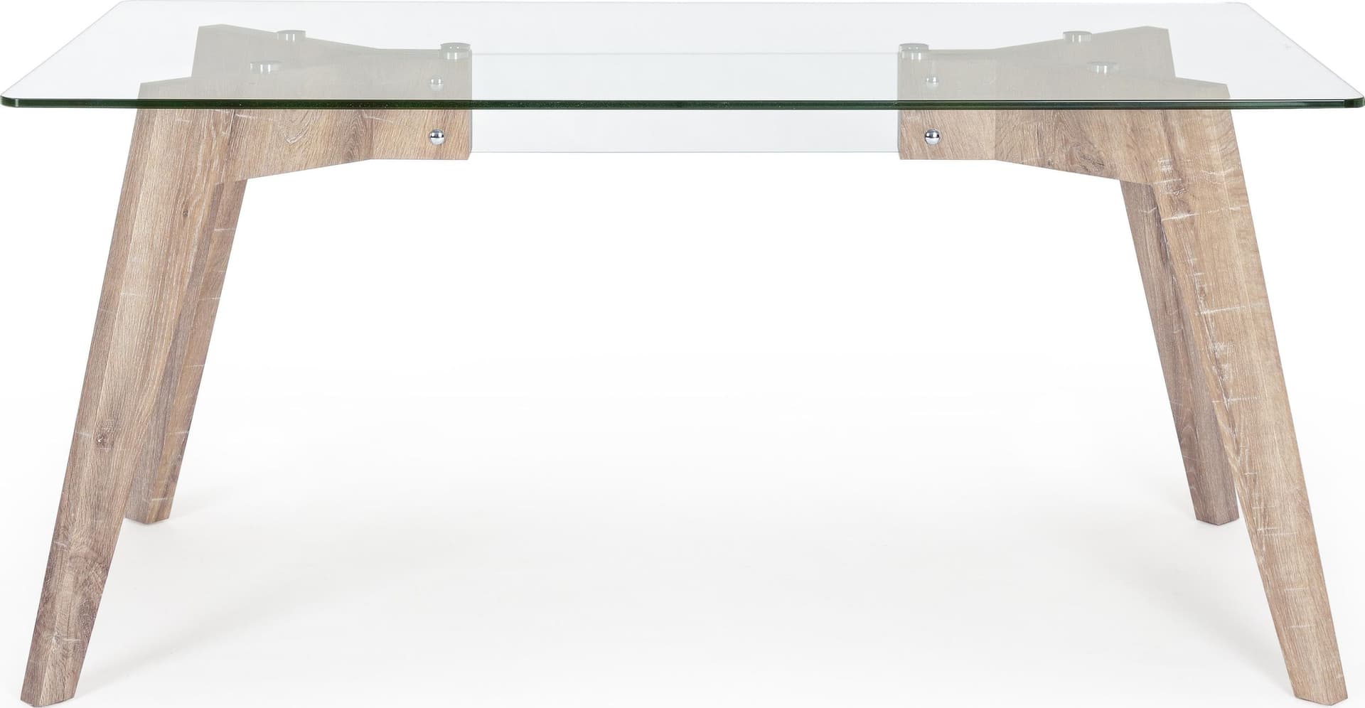 Scrivania moderna "Aryan" da ufficio e cameretta in vetro con piedi in legno 160 cm - 3