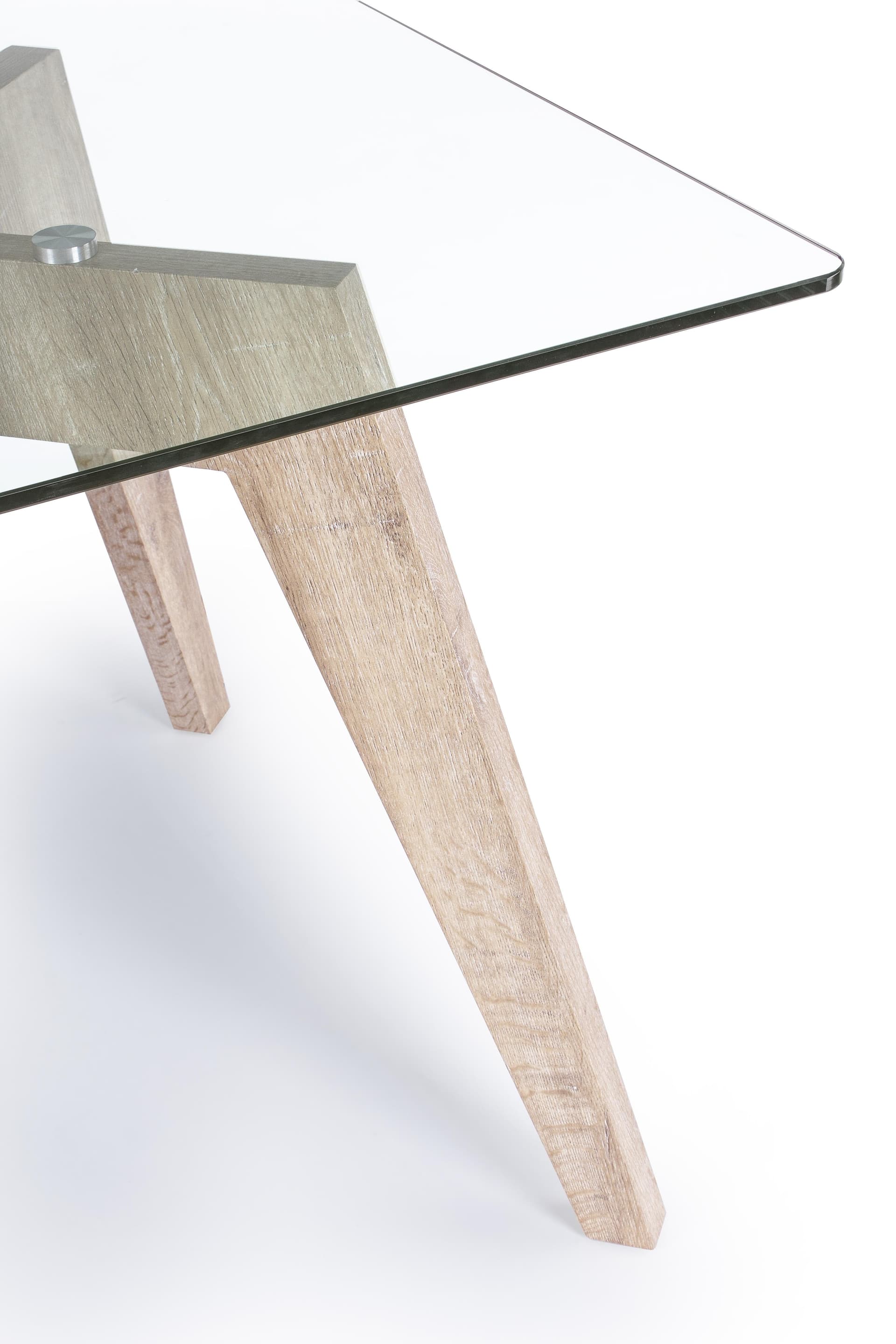 Scrivania moderna "Aryan" da ufficio e cameretta in vetro con piedi in legno 160 cm in Scrivanie Decor Space - Altamura, commercioVirtuoso.it