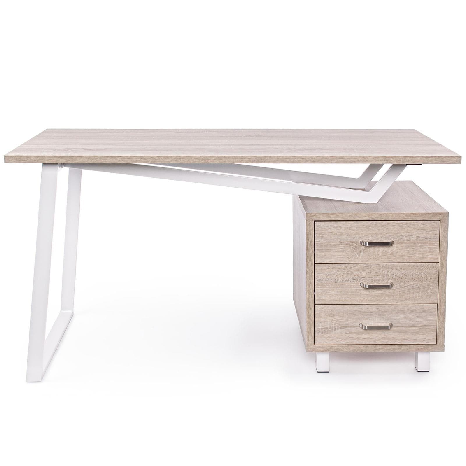 Scrivania da ufficio e cameretta per computer porta pc in legno con cassettiera armande naturale