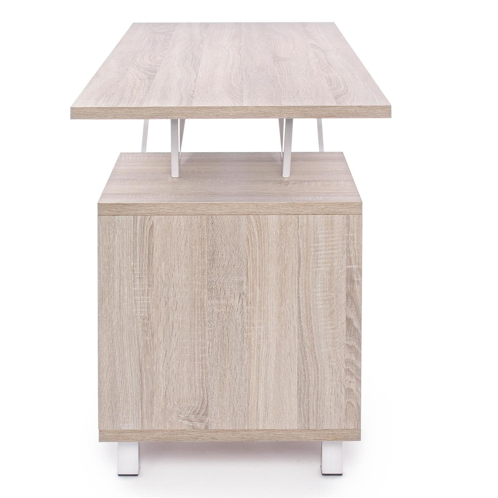 Scrivania da ufficio e cameretta porta pc in legno con cassettiera armande naturale - 6