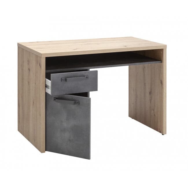 Scrivania da ufficio porta PC stile Industrial con 1 anta e 1 cassetto color rovere e nero 110 cm in Postazioni di lavoro per computer Decor Space - Altamura, commercioVirtuoso.it