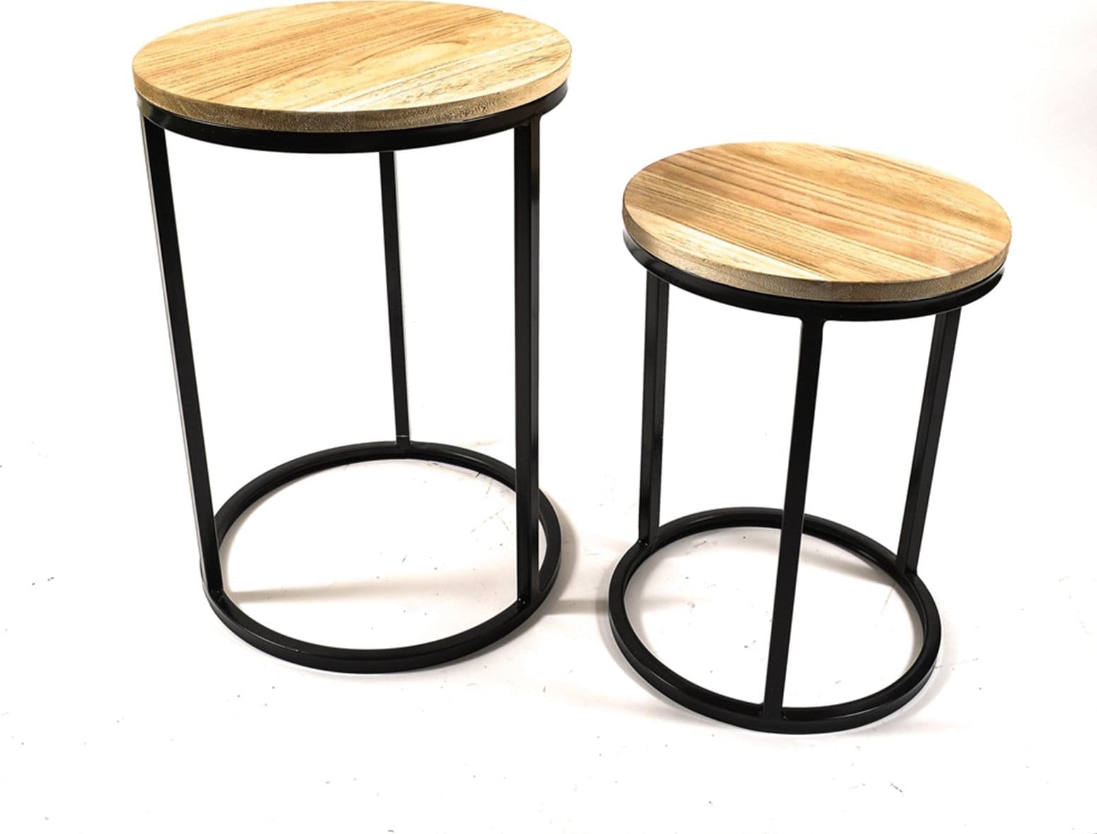 Set 2 Tavolini in metallo e Legno per arredamento interno ed esterno Casa e cucina/Arredamento/Soggiorno/Tavoli e tavolini/Console e tavoli da divano Decor Space - Altamura, Commerciovirtuoso.it