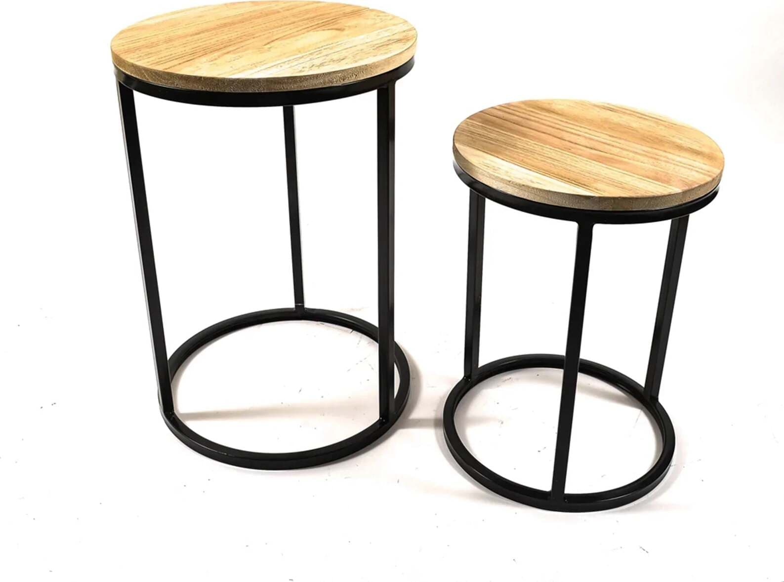 Set 2 Tavolini in metallo e Legno per arredamento interno ed esterno Casa e cucina/Arredamento/Soggiorno/Tavoli e tavolini/Console e tavoli da divano Decor Space - Altamura, Commerciovirtuoso.it