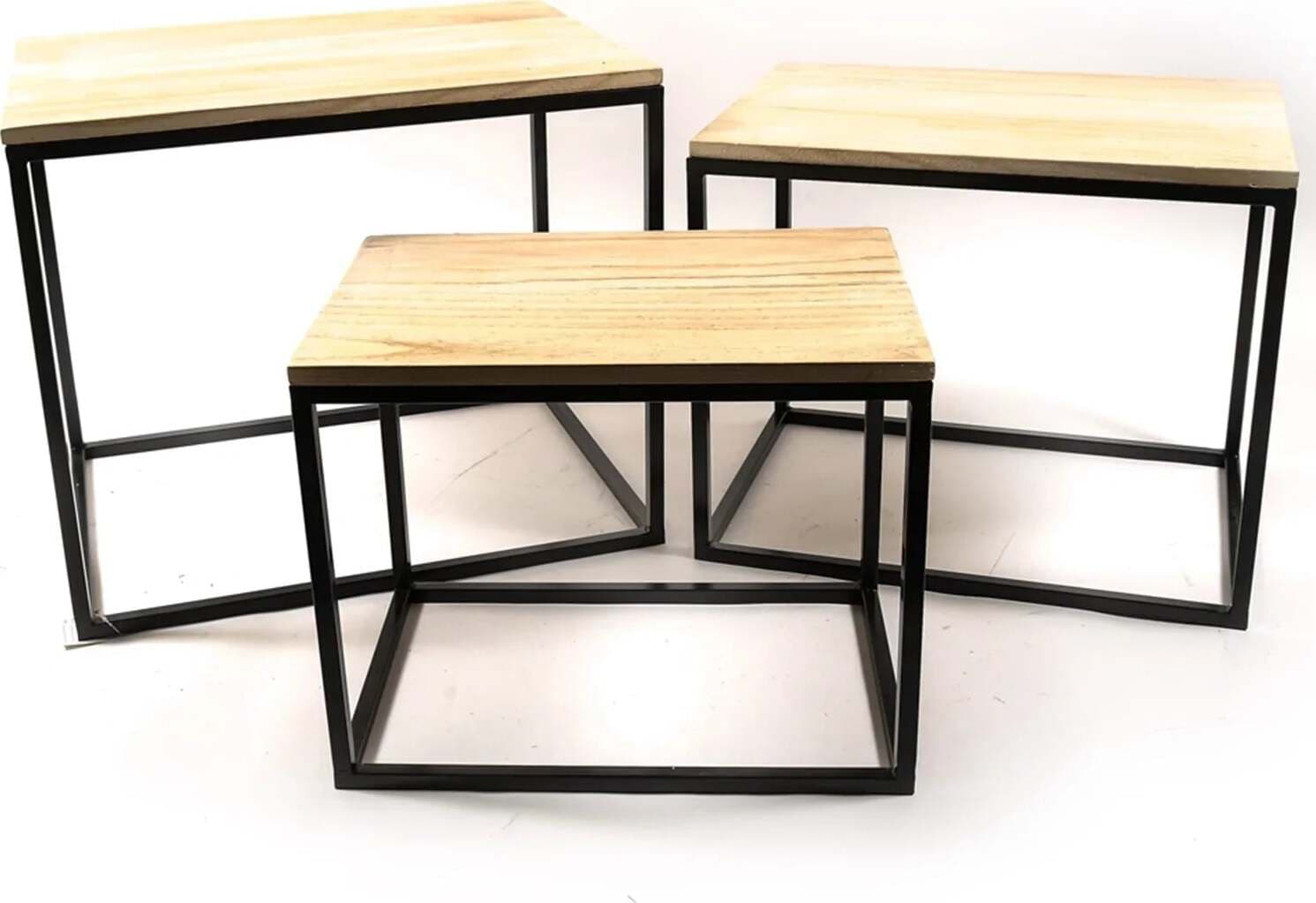 Set 3 Tavolini in metallo e Legno per arredamento interno ed esterno Casa e cucina/Arredamento/Soggiorno/Tavoli e tavolini/Console e tavoli da divano Decor Space - Altamura, Commerciovirtuoso.it