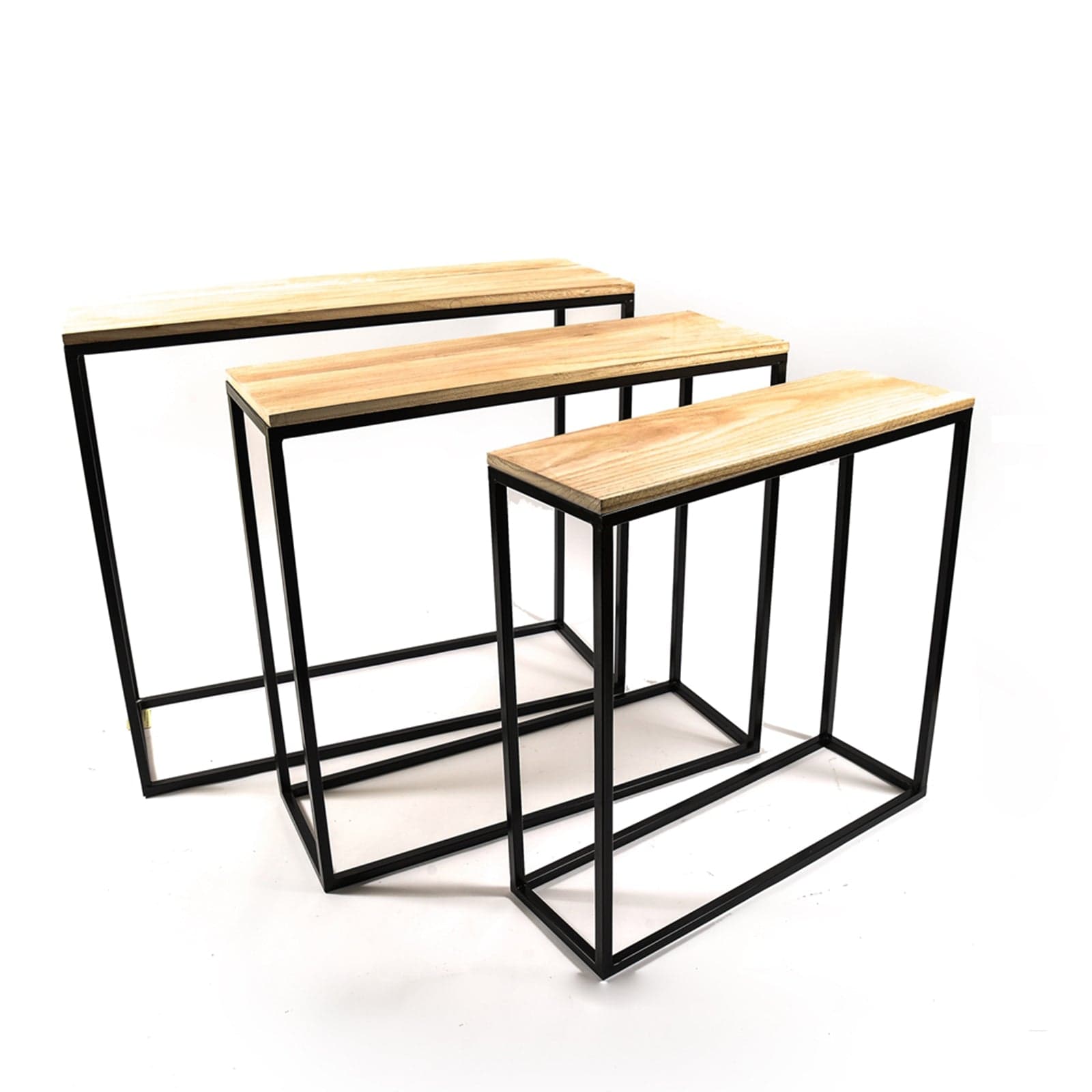 Set 3 Tavolini in metallo e Legno per arredamento interno ed esterno Casa e cucina/Arredamento/Soggiorno/Tavoli e tavolini/Console e tavoli da divano Decor Space - Altamura, Commerciovirtuoso.it