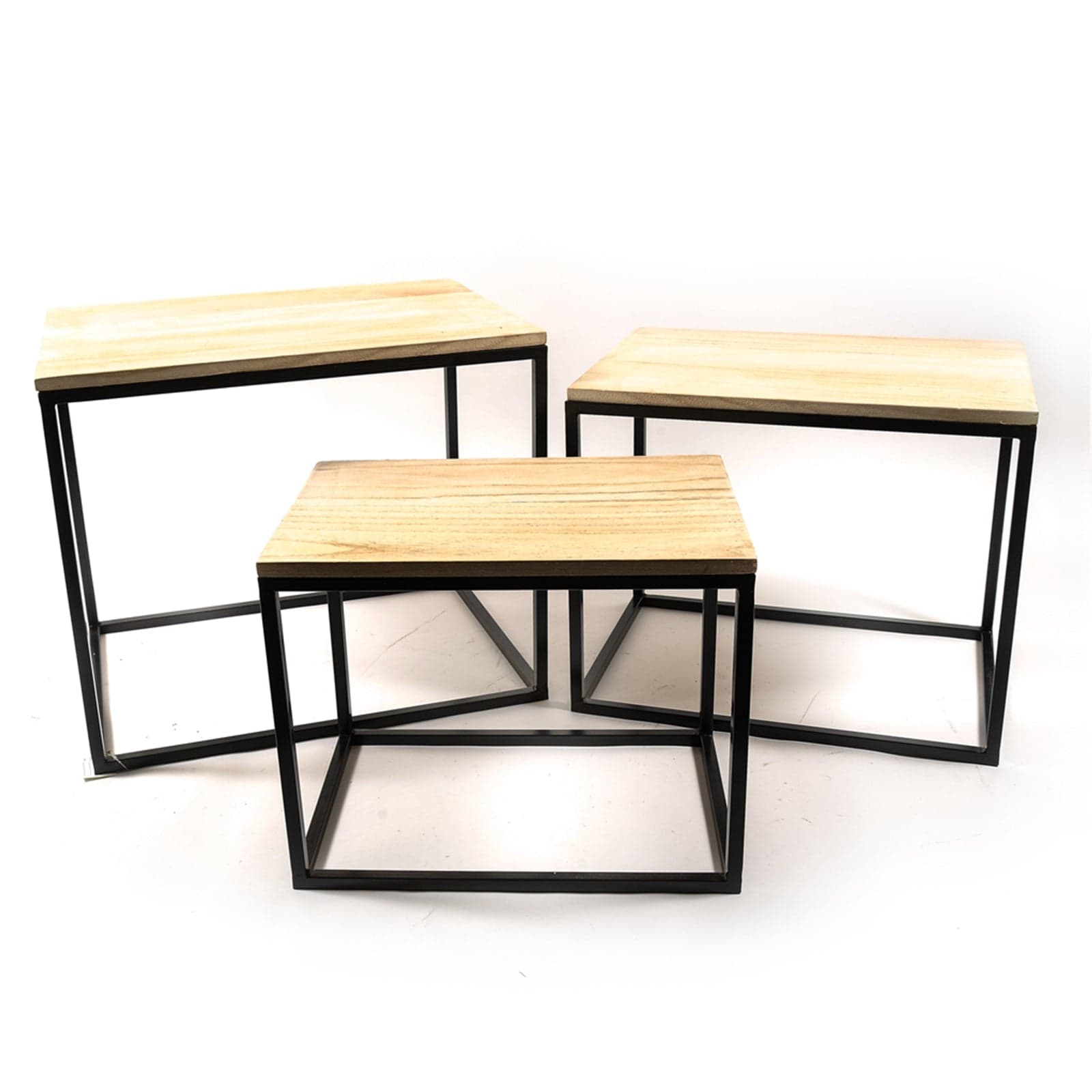 Set 3 Tavolini in metallo e Legno per arredamento interno ed esterno in Console e tavoli da divano Decor Space - Altamura, commercioVirtuoso.it