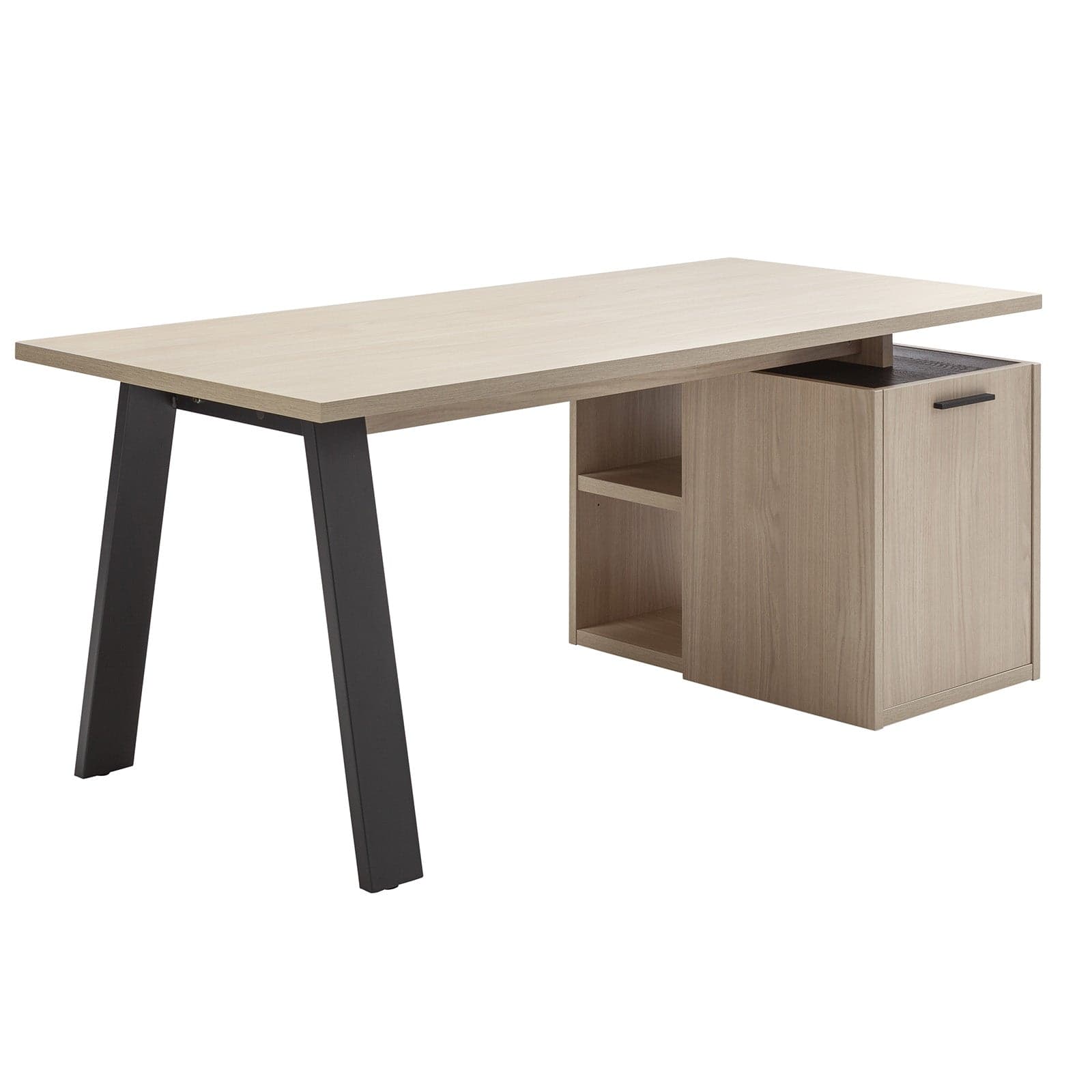 Scrivania da ufficio e cameretta con cassettiera 170 cm Rovere e Nero "Made in Italy" - 3