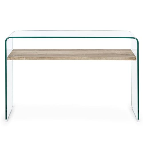 Scrivania moderna "Kenya" da ufficio e cameretta in legno con piedi in vetro temperato 110 cm - 4