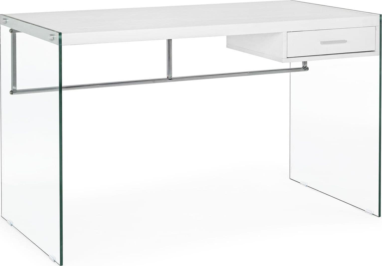 Scrivania per computer "Suami" porta pc da ufficio e cameretta in legno e vetro 122 cm – Bianco – Andrea Bizzotto Spa –