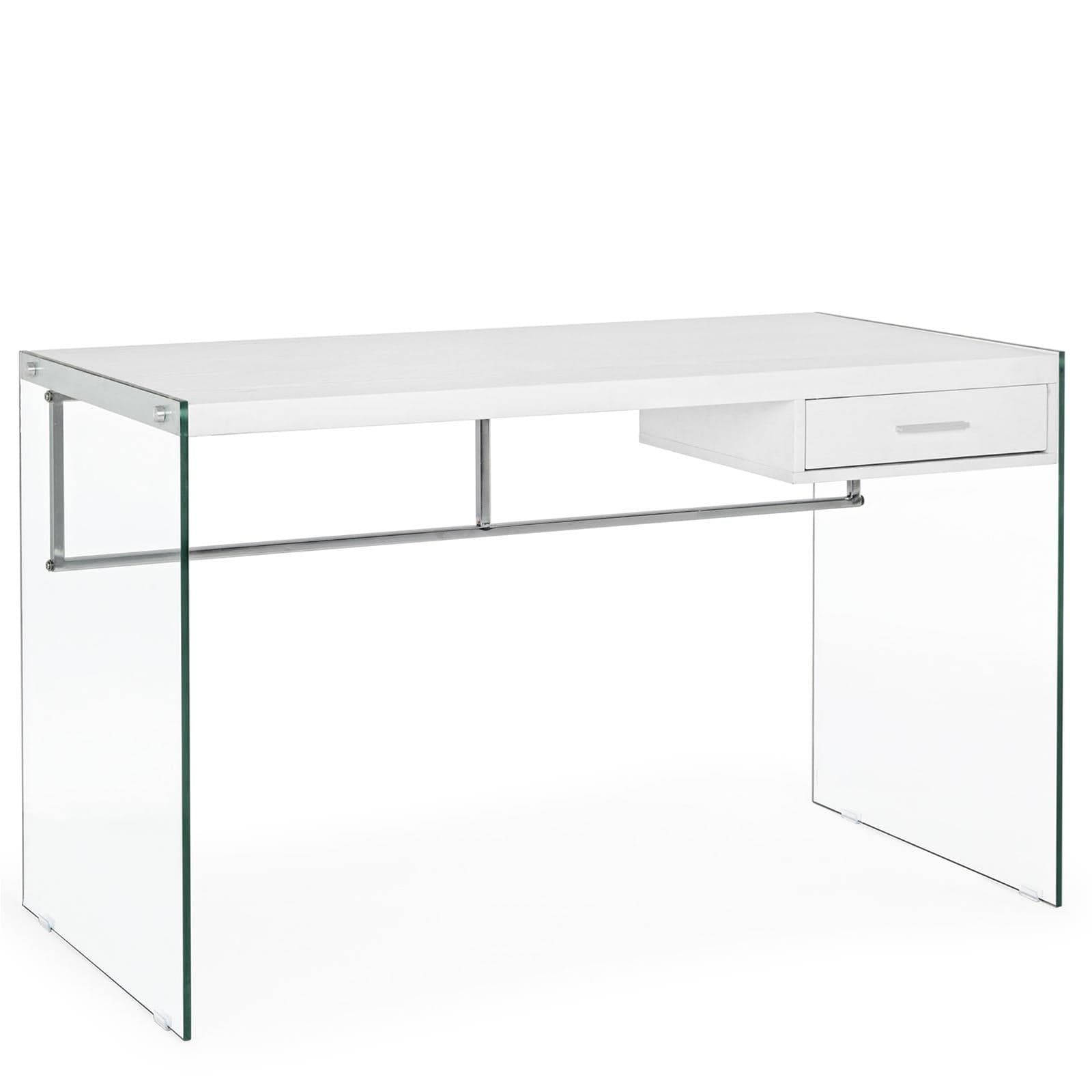 Scrivania per computer "Suami" porta pc da ufficio e cameretta in legno e vetro 122 cm - 4