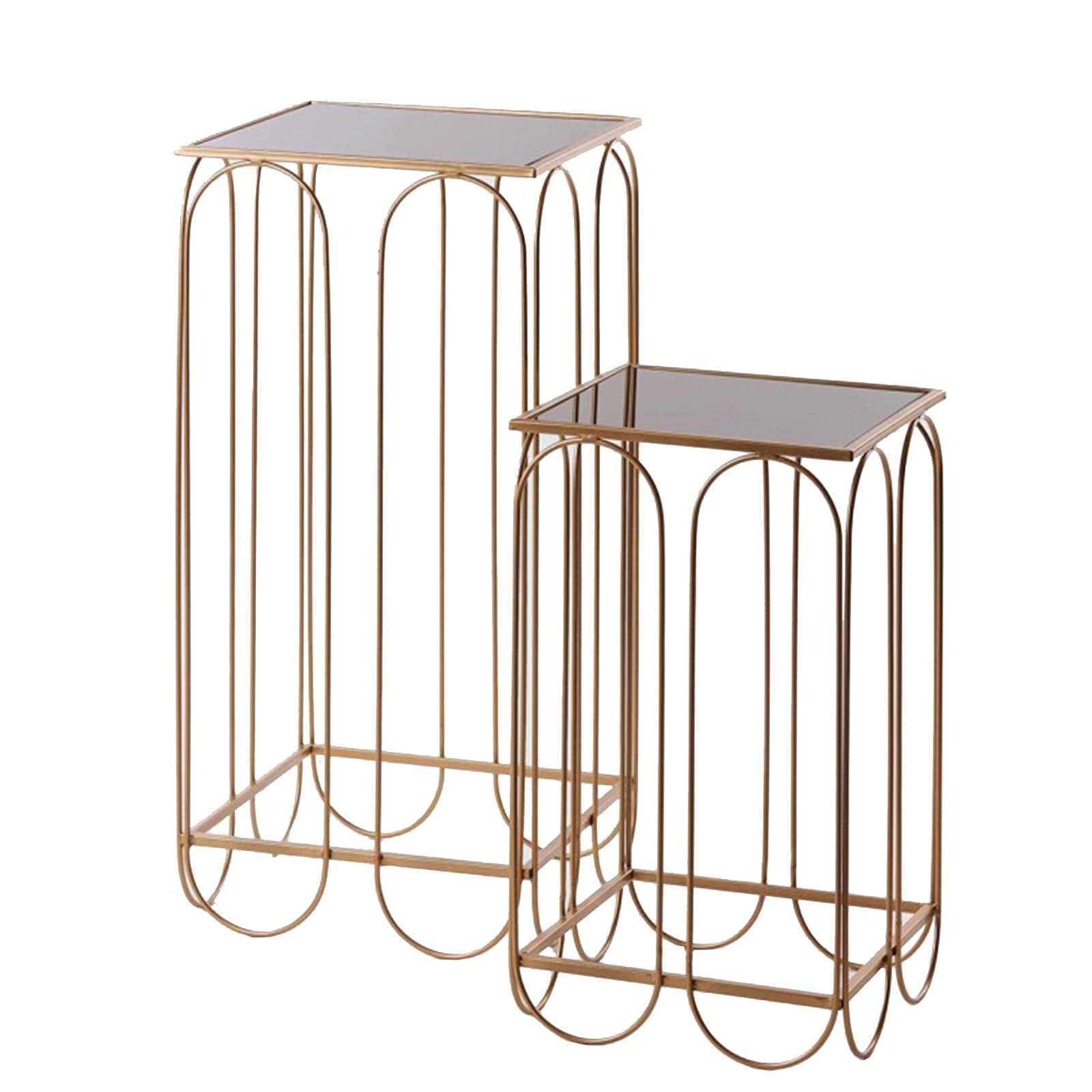 Set 2 Tavolini quadrati in metallo e vetro per arredamento interno ed esterno in Console e tavoli da divano Decor Space - Altamura, commercioVirtuoso.it