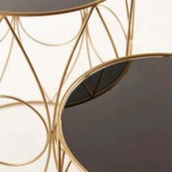Set 2 Tavolini tondi in metallo e vetro per arredamento interno ed esterno Casa e cucina/Arredamento/Soggiorno/Tavoli e tavolini/Console e tavoli da divano Decor Space - Altamura, Commerciovirtuoso.it