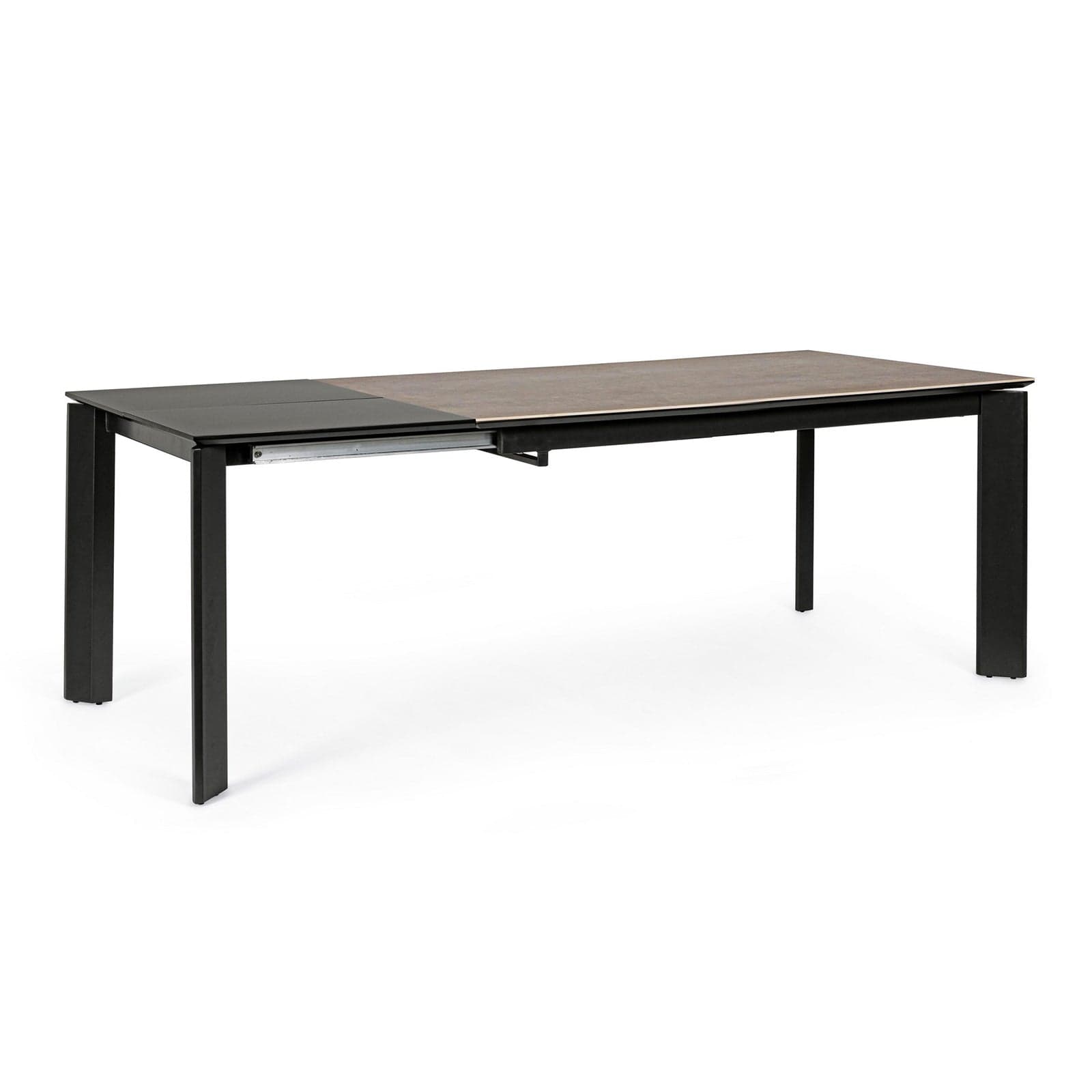 Tavolo "Briva" allungabile rettangolare con piano in ceramica e supporto in mdf – 160/220 cm, Nero – Bizzotto Homemotion –
