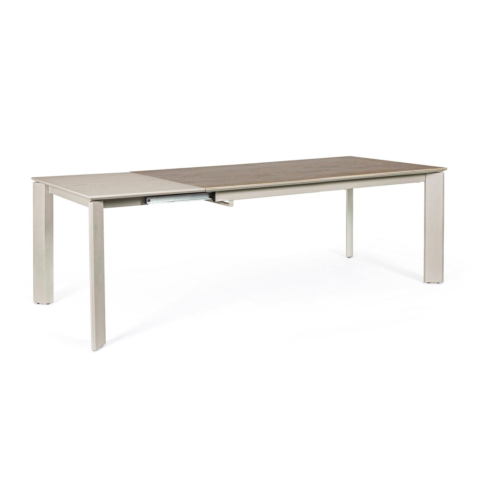 Tavolo "Briva" allungabile rettangolare con piano in ceramica e supporto in mdf – 160/220 cm, Tortora – Bizzotto Homemotion